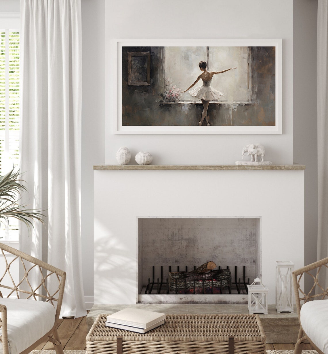Ballerina In Tutu At Window Moody Antique Dance Painting Poster - Image 2