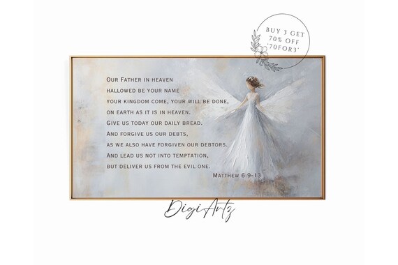The Lords Prayer Matthew 6 Girl In White Gown Scripture Poster