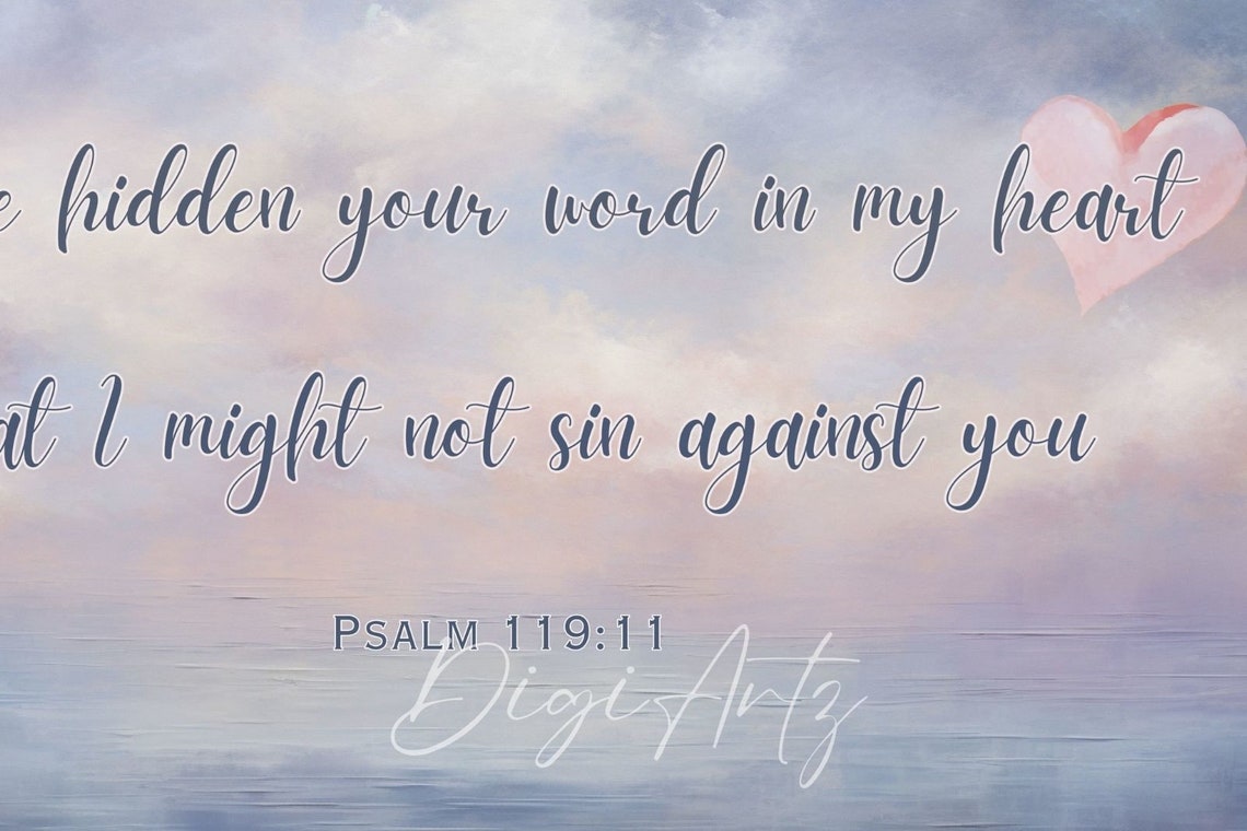 Psalm 119 Hidden Word In My Heart Pastel Sky Scripture Poster - Image 6