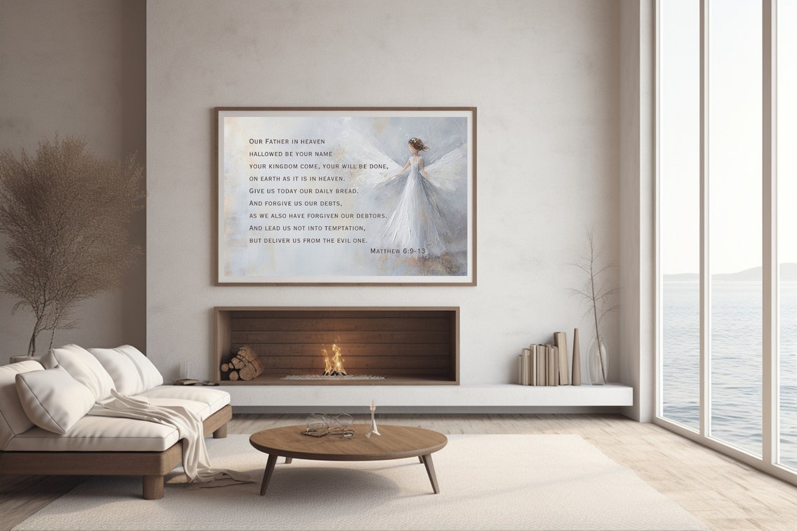 Frame Tv Christian Art Bible Verse Matthew 6 Scripture Your Kingdom Come Your Will Be Done Bible Quote Daily Bread Prayer Frame Tv - Image 3