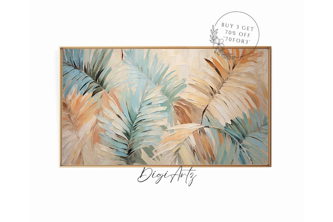 Tropical Palm Leaves In Turquoise And Terracotta Brushwork Poster