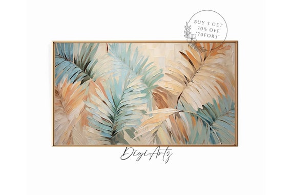 Frame Tv Tropical Leaves Oil Painting Monstera Botanical Nature Wall Art Tropical Palm Leaf Print Abstract Still Life Frame Tv Art