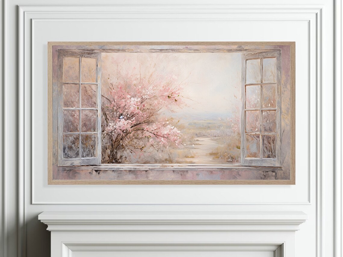 Open Window Cherry Blossom Spring Morning Oil Painting Poster - Image 4