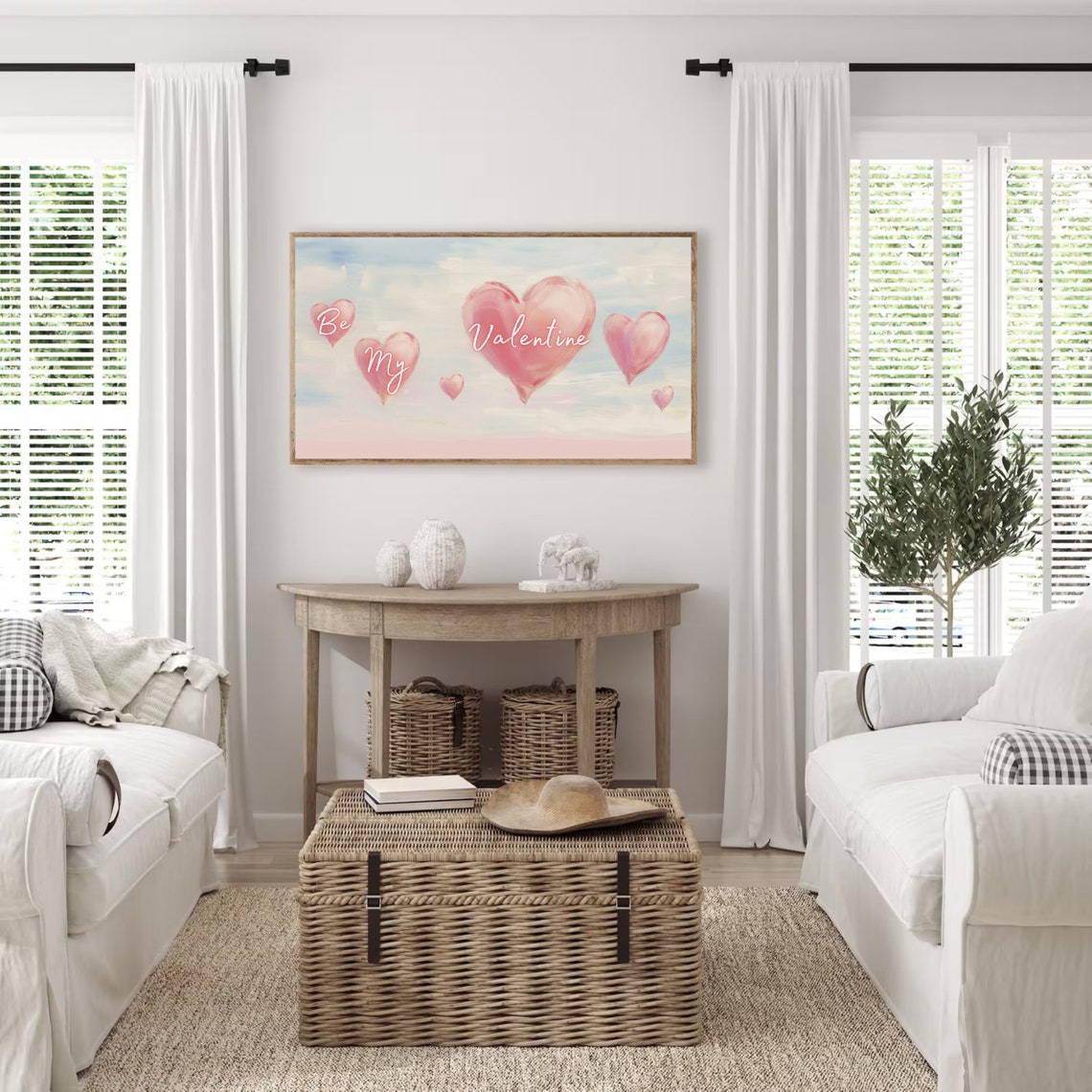 Frame Tv Valentine Love In The Air Heart Painting Be My Valentine Frame Tv Art Love Heart Balloons Home Decor Happy Valentines Day - Image 2