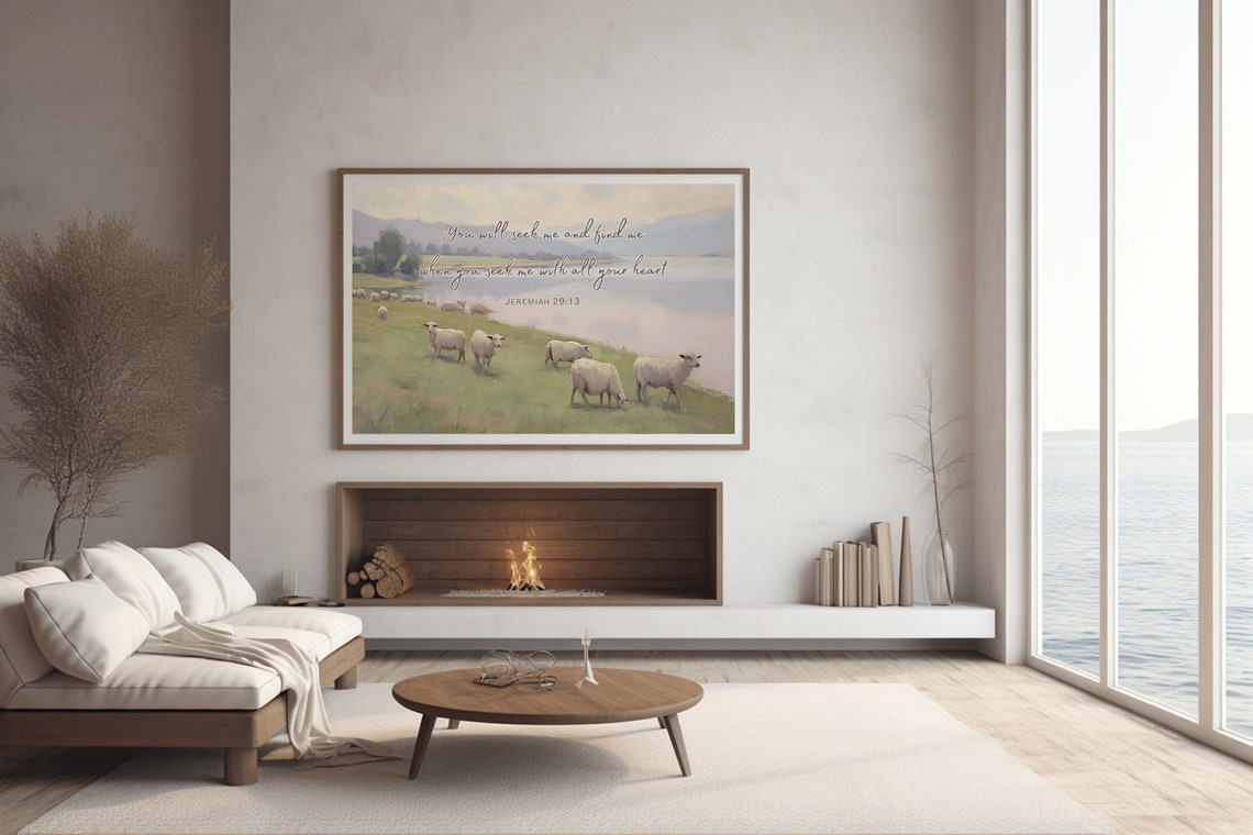 Jeremiah 29 Seek Me And Find Me Sheep Pasture Scripture Poster - Image 2