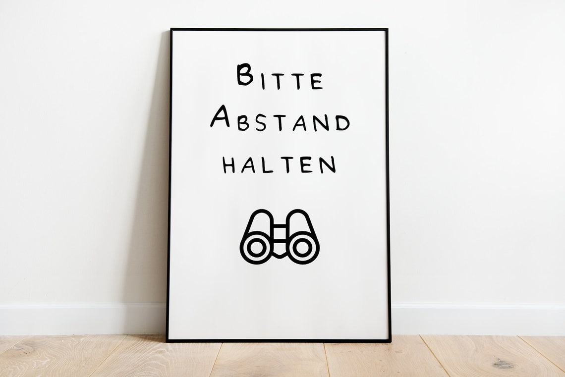 Bitte Abstand Halten German Keep Distance Funny Binoculars Poster