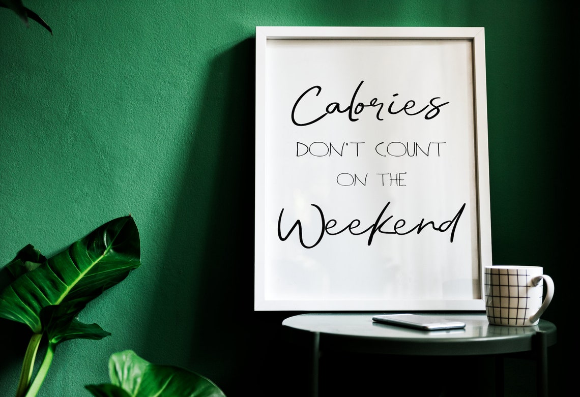 Calories Don't Count On The Weekend Funny Kitchen Quote Poster - Image 2