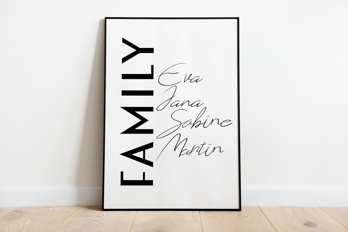 Personalized Family Siblings Typography Art Print
