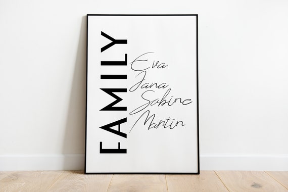 Personalized Family Siblings Typography Art Print