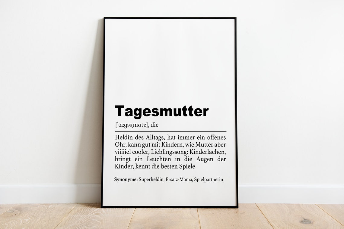 Tagesmutter Definition Dictionary Style Childcare Appreciation Poster