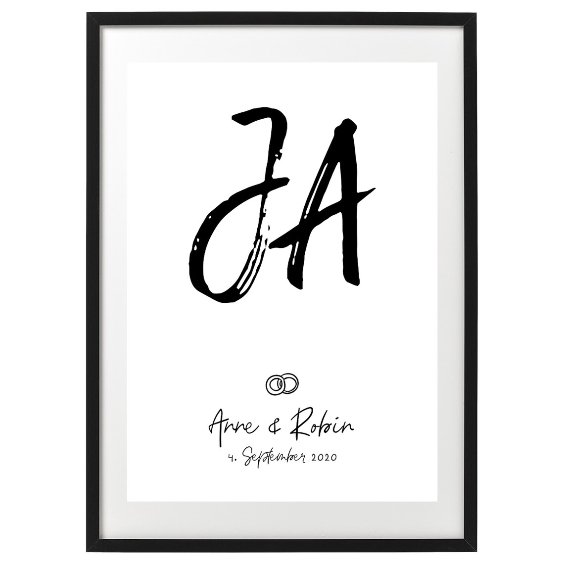 Yes Personalized Wedding Poster, Rings, Names and Date - Image 2