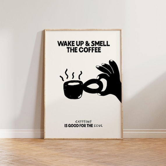 Coffee Wake Up Smell The Retro Kitchen Wall Art Print