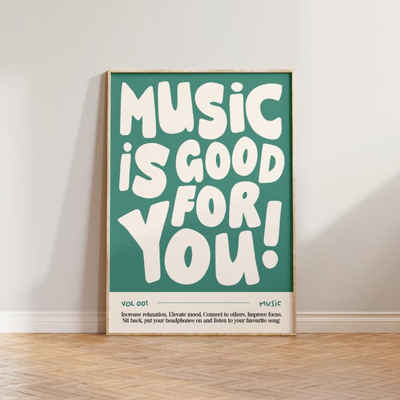 Music Wall Art Print, Bold Typography Quote
