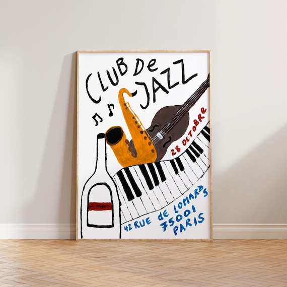 Retro Music Club De Jazz, Mid-Century Art Print