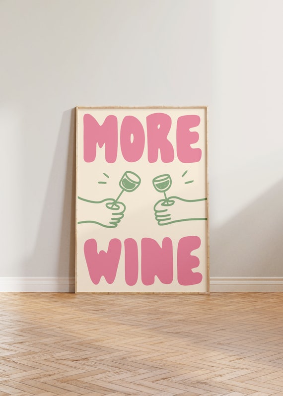 Kitchen Wine Wall Art Poster, Hand-Drawn Doodle