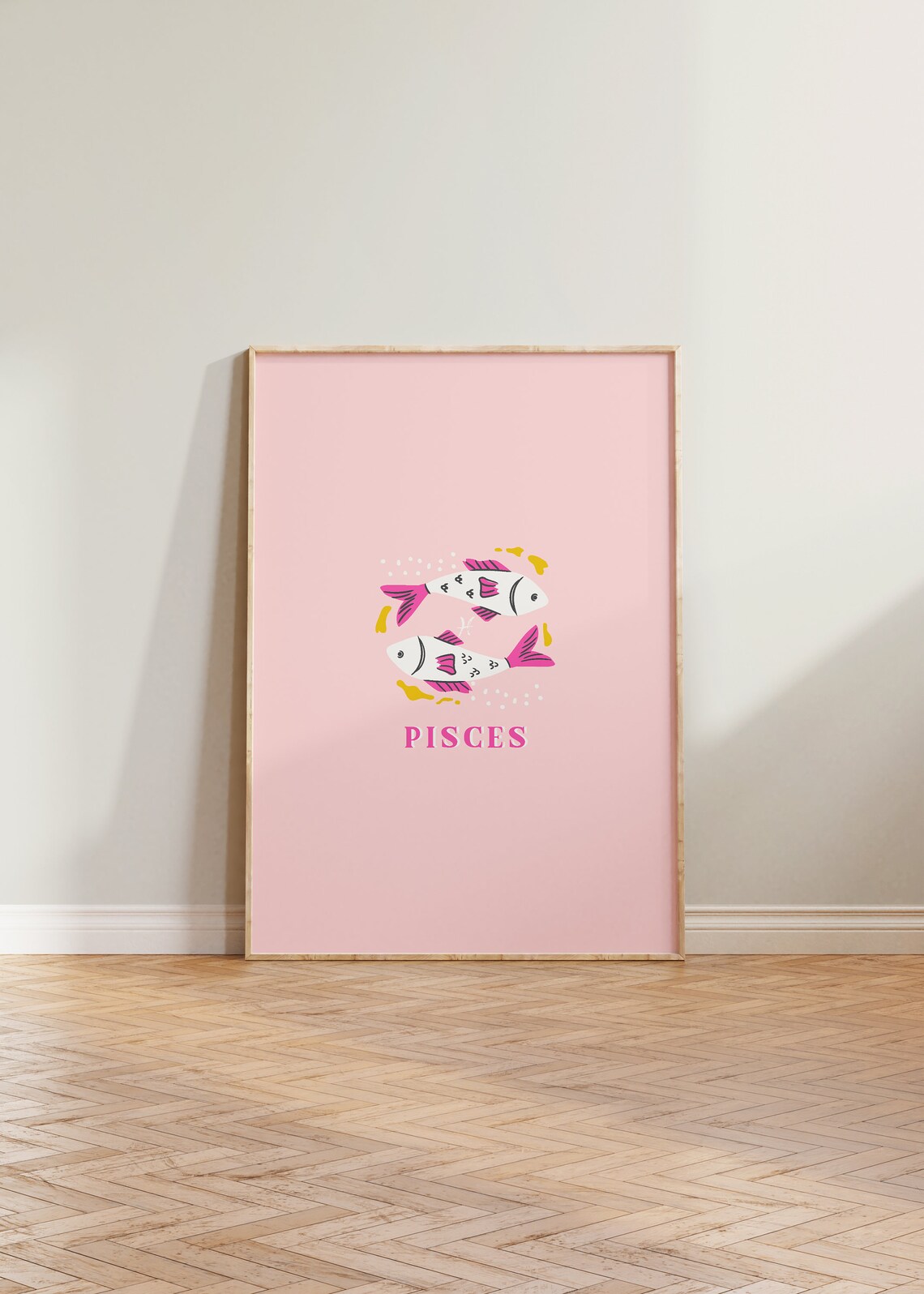 Pisces Zodiac Astrology Poster, Pink Wall Art Print