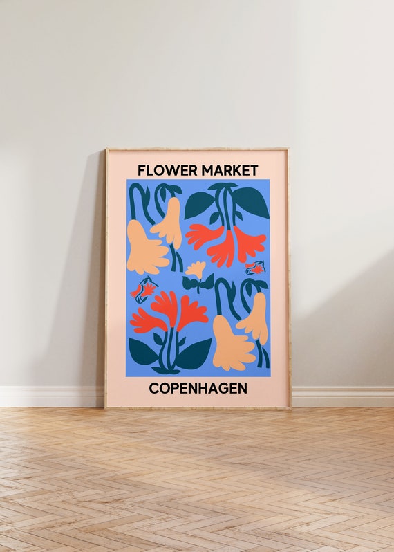 Flower Market Print Poster Copenhagen Floral Wall Art Cute Home Decor Les Fleurs