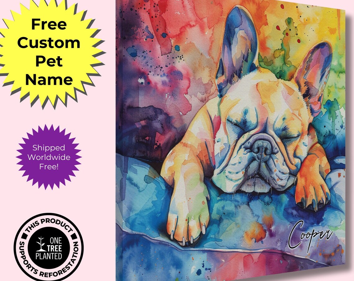 Personalised French Bulldog Art Print, Rainbow Bridge