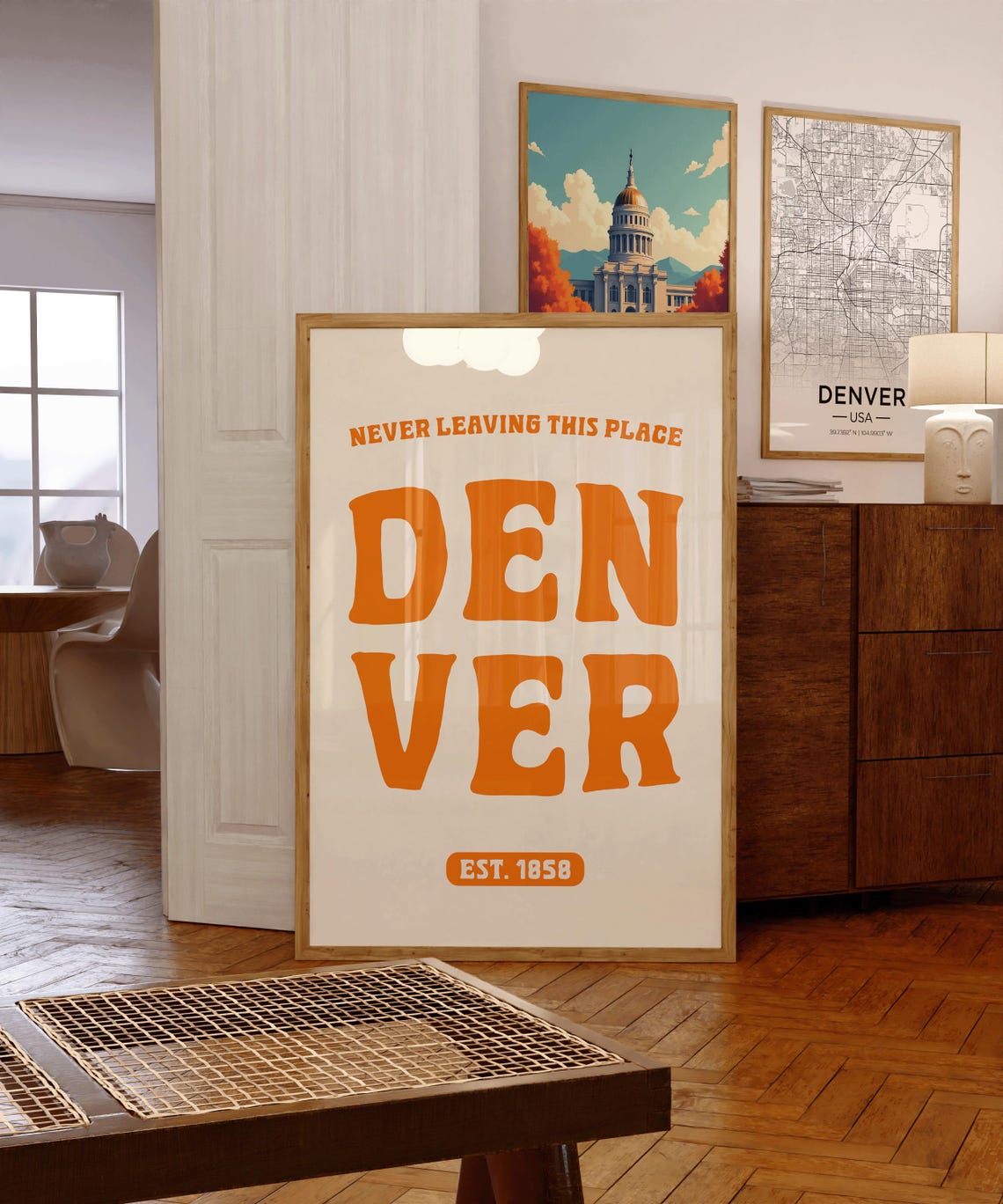 Denver Never Leaving This Place Retro Typography City Poster