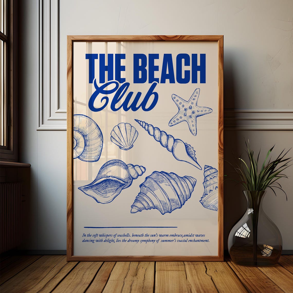 The Beach Club Blue Seashell Collage Poster for Coastal Home Decor - Image 4