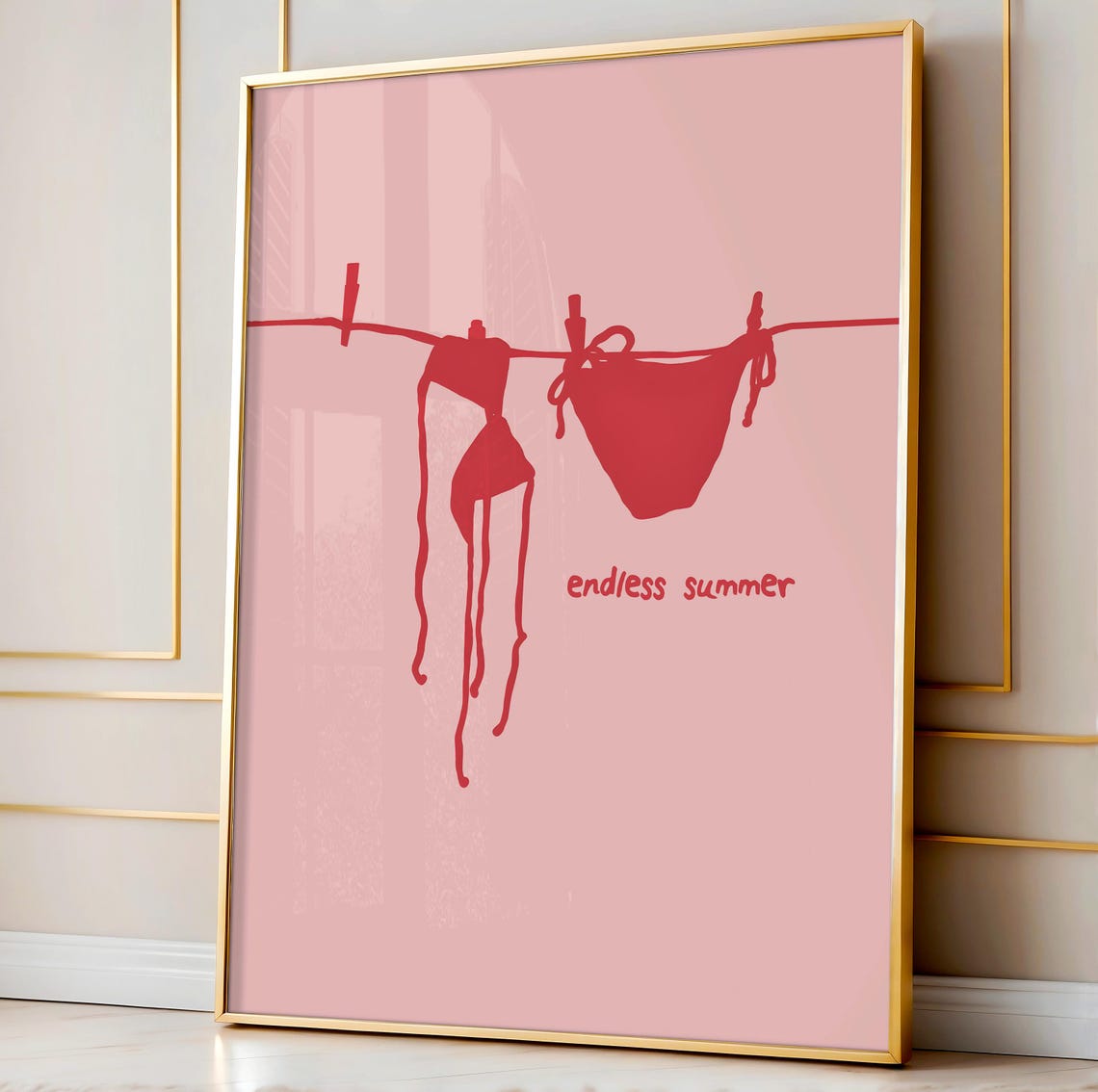 Endless Summer Red Bikini Clothesline Poster for Coastal Beach Decor - Image 3