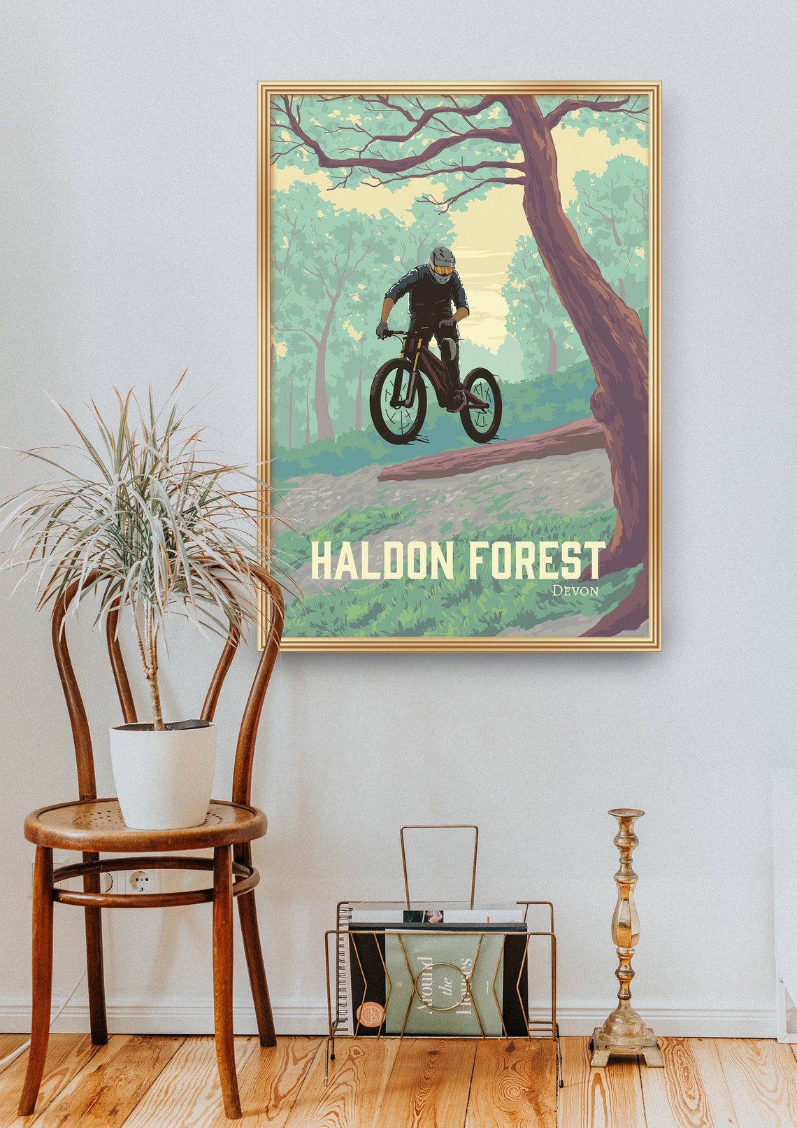 Haldon Forest Log Jump Vintage Devon MTB Trail Riding Poster - Image 2