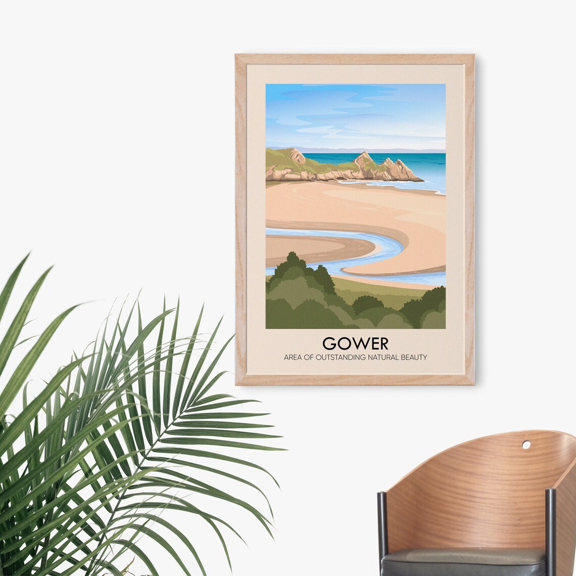 Gower AONB Vintage Travel Poster, Wales Coastline - Image 3