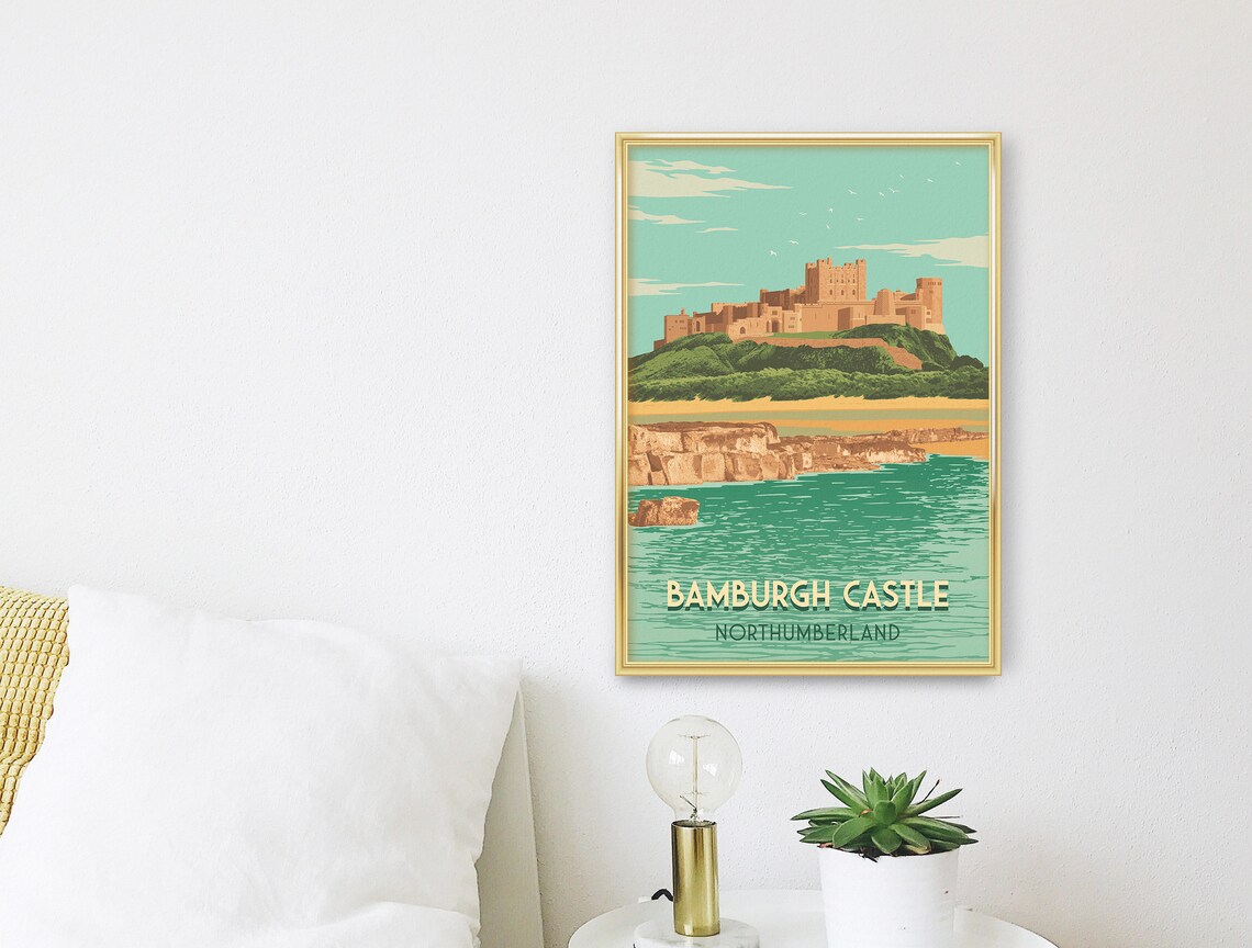 Bamburgh Castle Northumberland Coast Travel Poster - Image 3
