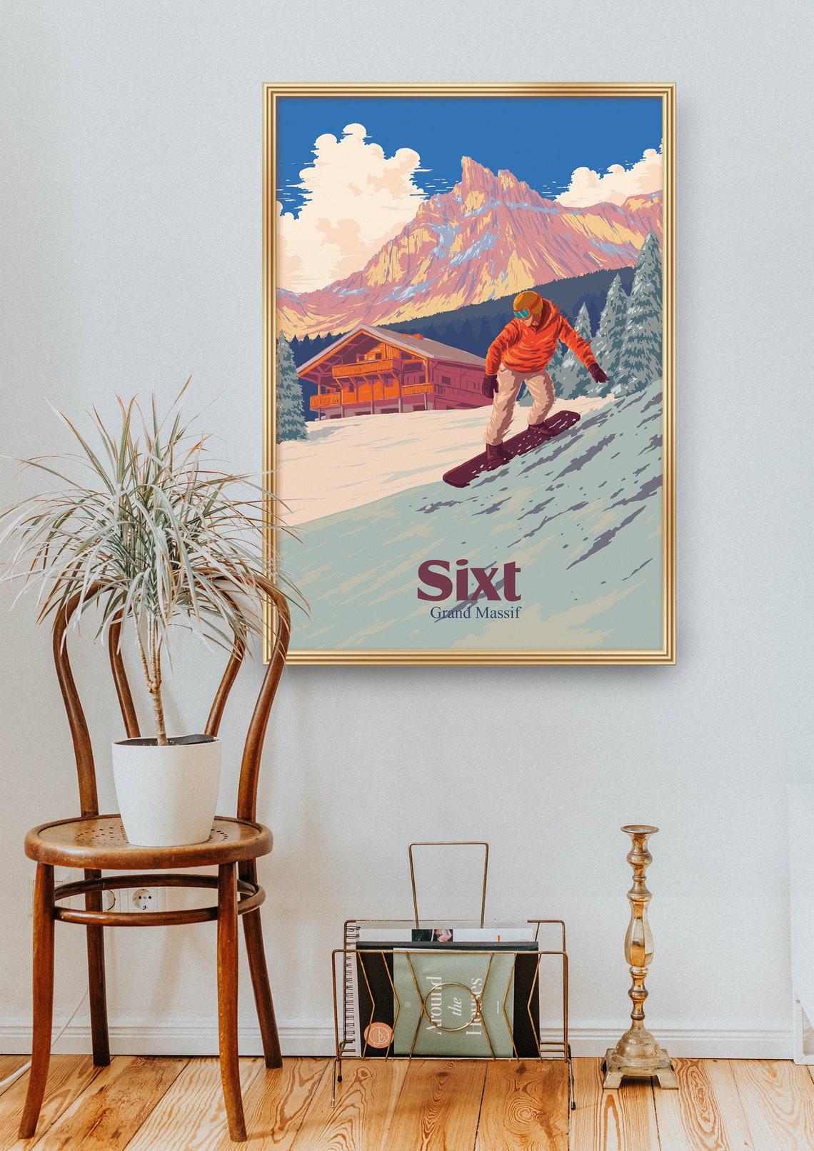 Sixt Snowboarding Poster Grand Massif Ski Resort France Travel Print Skiing Wall Art Gift Snowboard Flaine French Alps Haute Savoie - Image 2