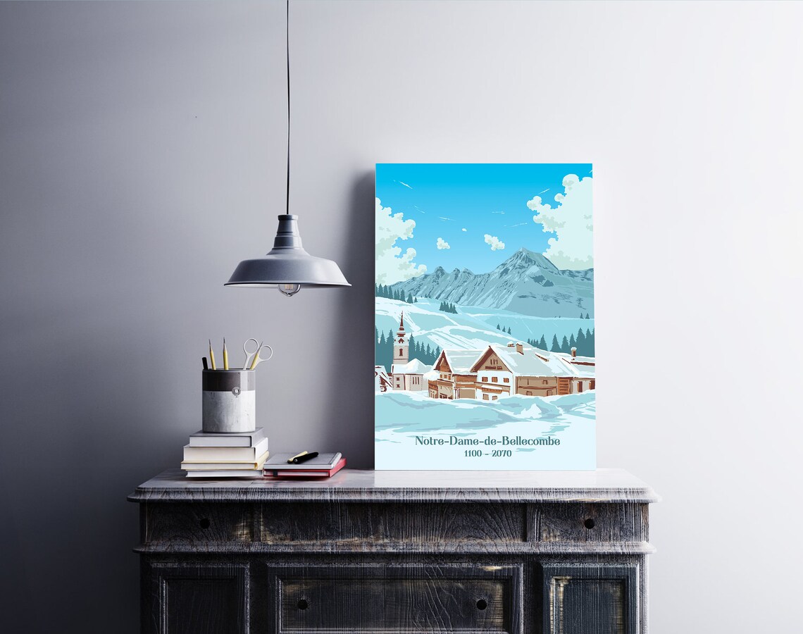 Notre Dame De Bellecombe Ski Resort Poster, French Alps - Image 2