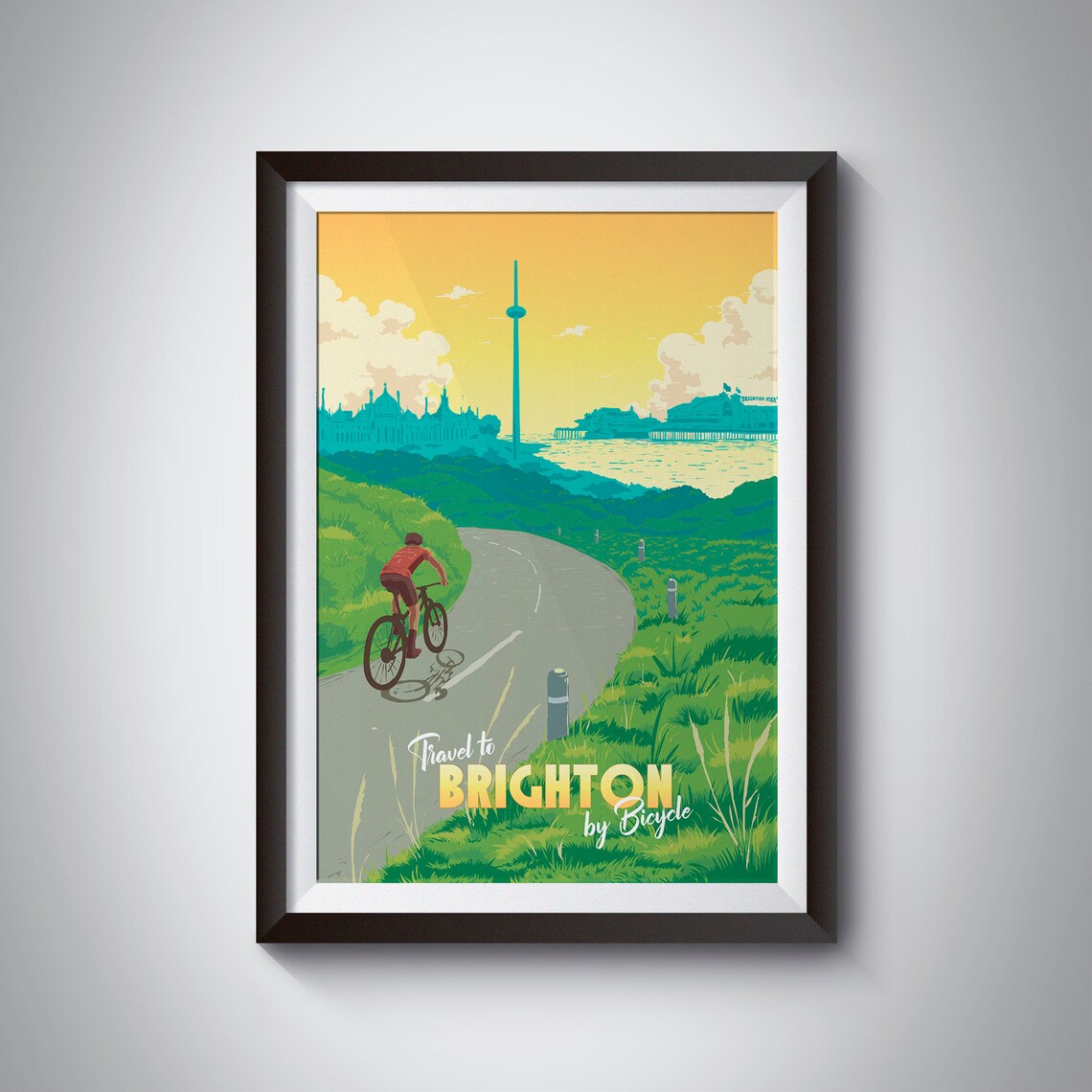 Brighton Cycling Poster, London to Brighton Route