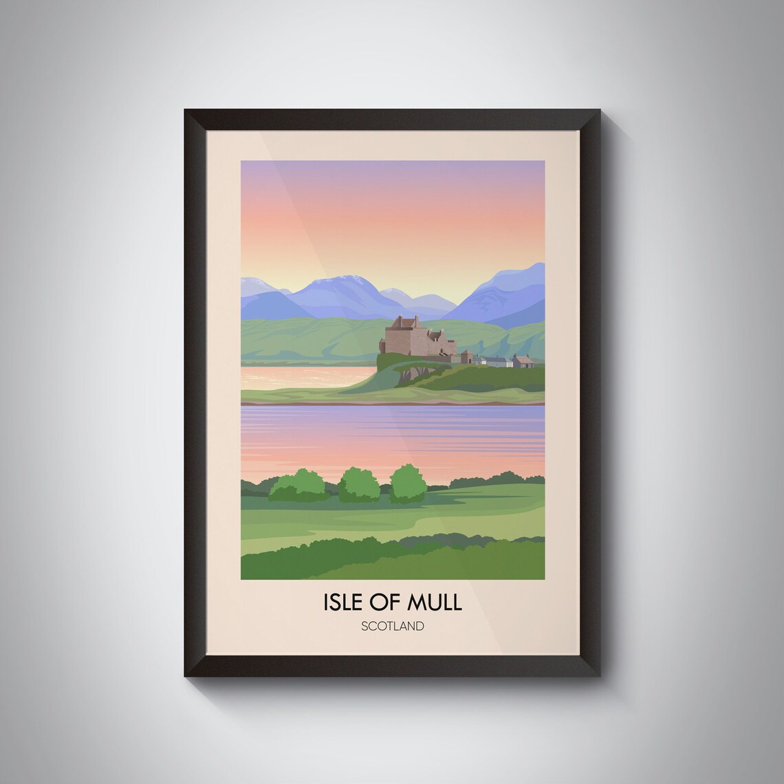 Isle Of Mull Sunset Vintage Scottish Island Castle Travel Poster
