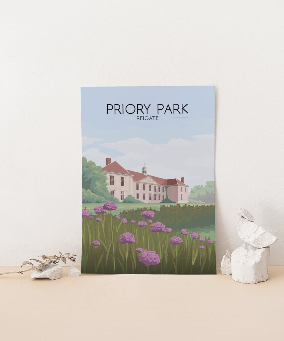 Priory Park Reigate Historic Manor House Flower Meadow Poster - Image 4