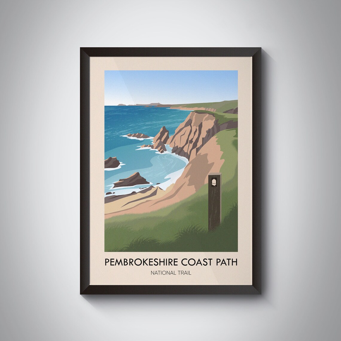 Pembrokeshire Coast Path Travel Poster, Wales