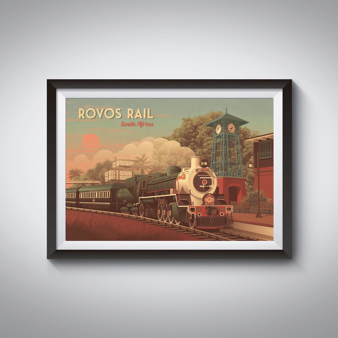 Rovos Rail South Africa Luxury Steam Train Station Clock Tower Poster