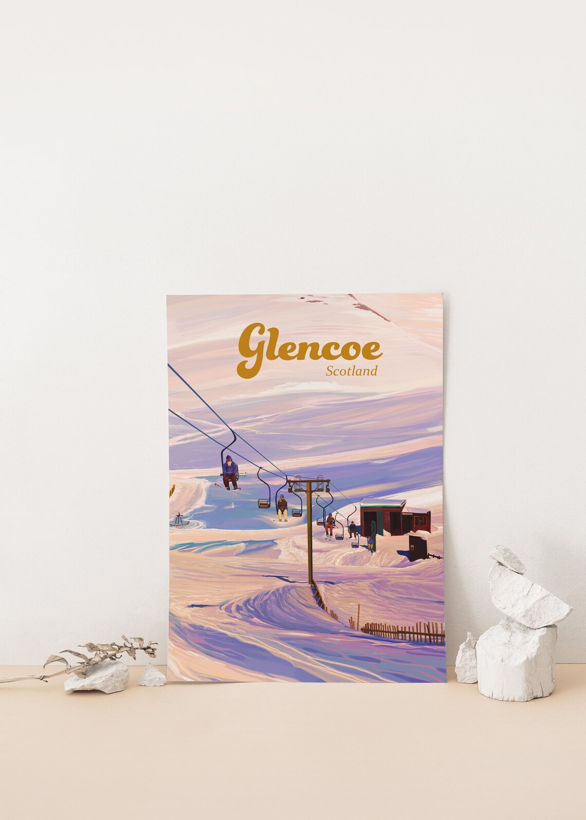 Glencoe Ski Resort Travel Poster, Scottish Highlands - Image 4