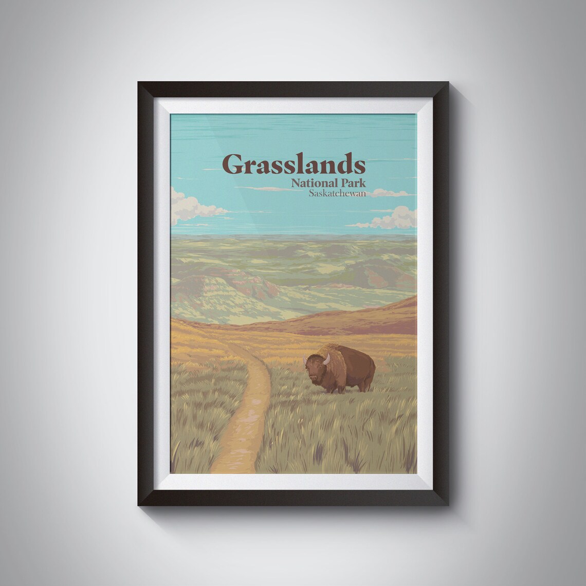 Grasslands National Park Vintage Travel Poster, Canada