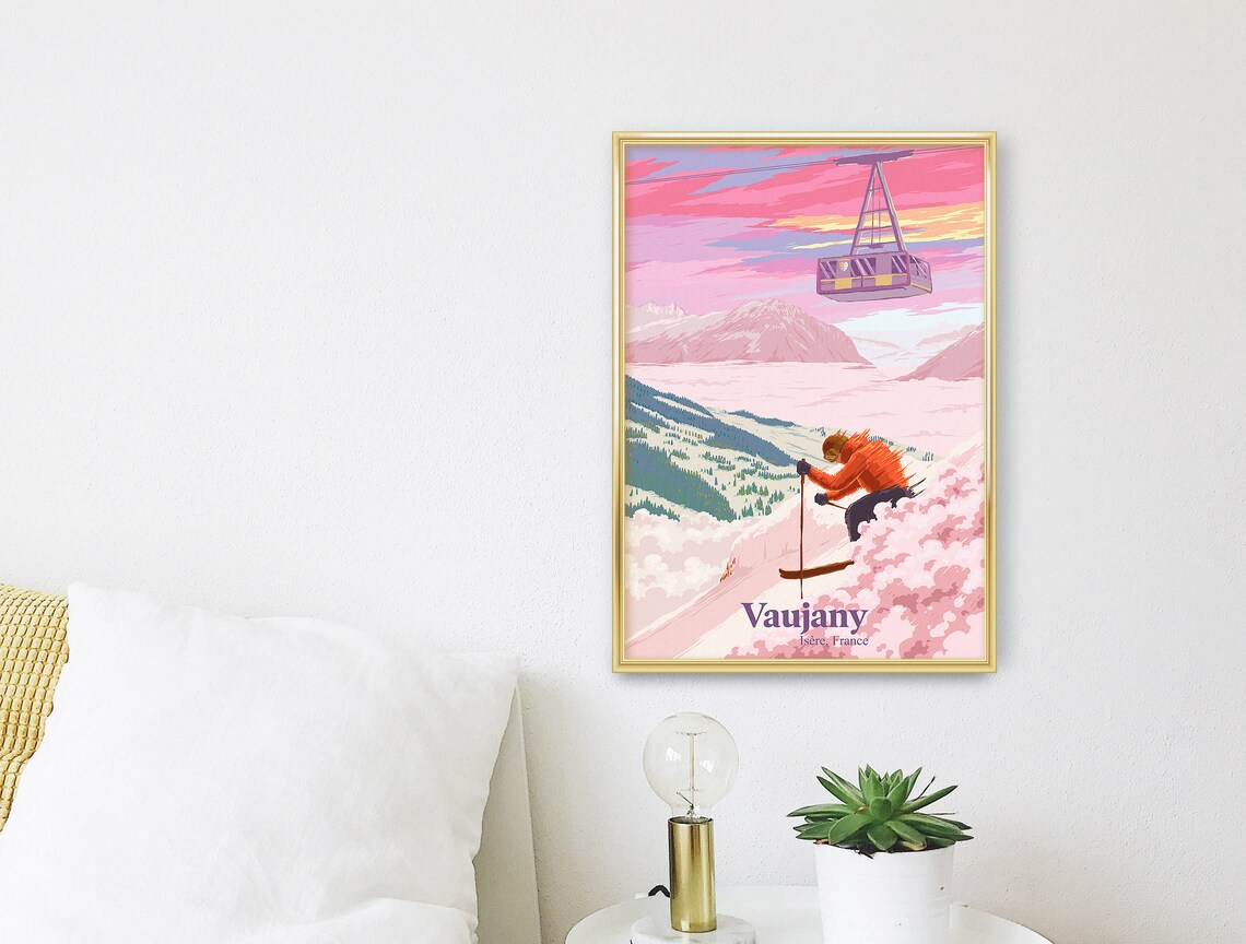 Vaujany Vintage Ski Resort Poster, French Alps - Image 3