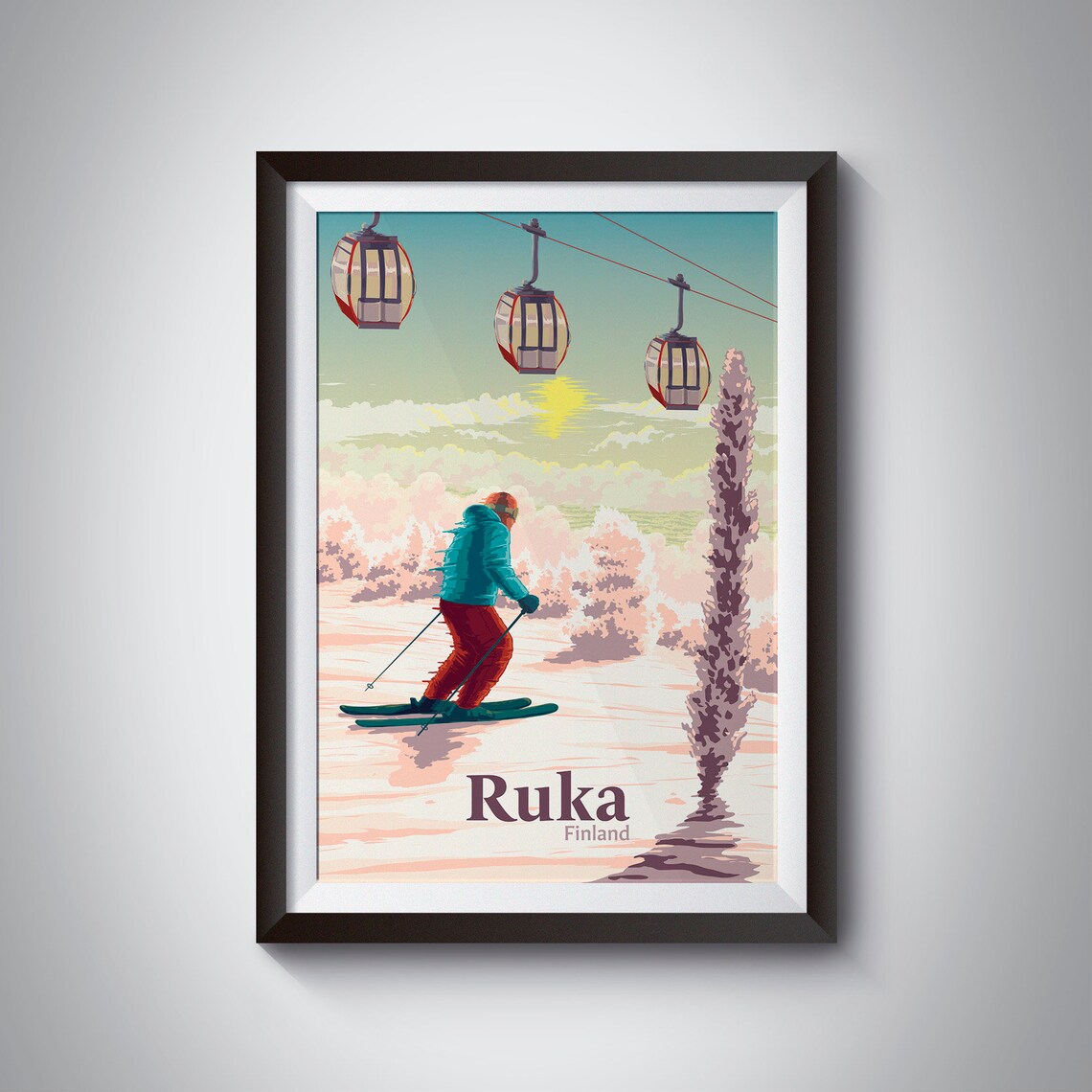 Ruka Finland Travel Poster, Skiing and Lapland