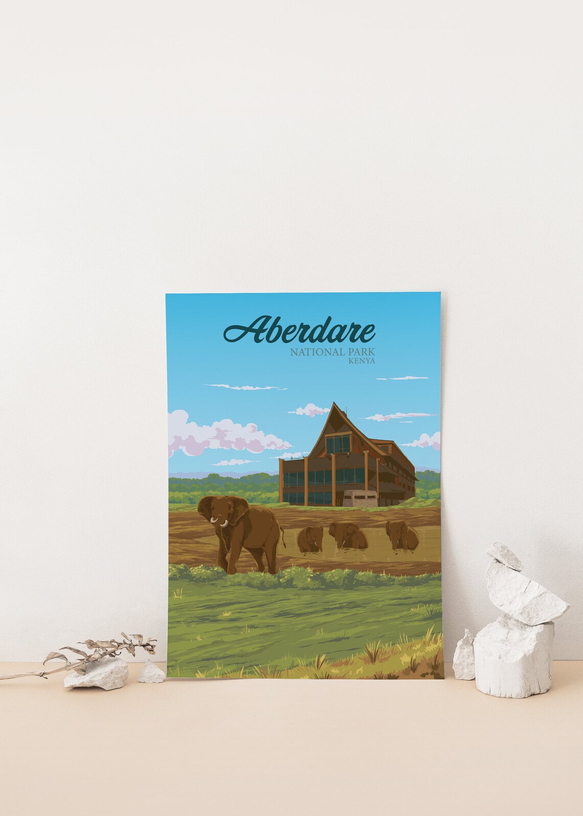 Aberdare National Park Vintage Travel Poster, Elephants - Image 4