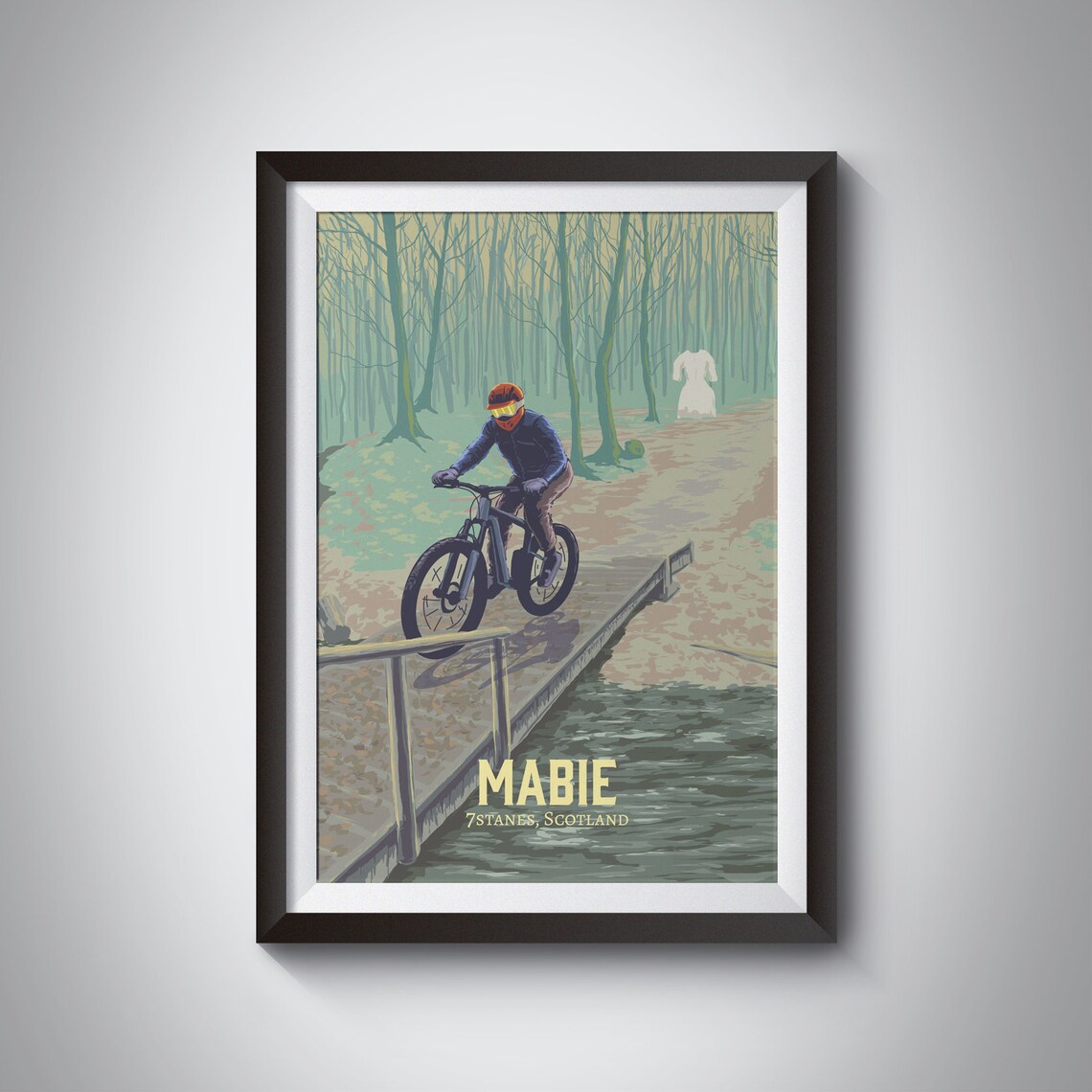 Mabie Mountain Biking 7stanes Scotland Misty Forest Trail Poster