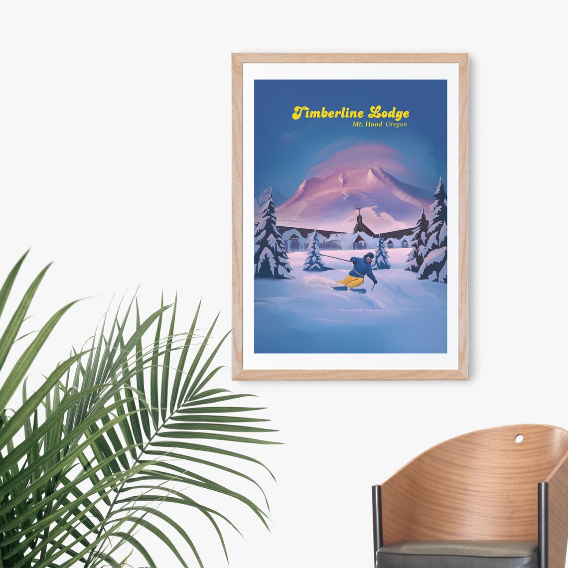 Timberline Lodge Mt Hood Night Ski Vintage Powder Snow Poster - Image 3