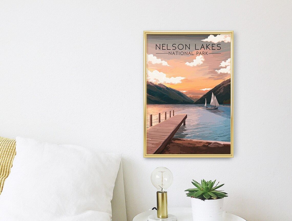Nelson Lakes National Park Vintage Travel Poster - Image 3
