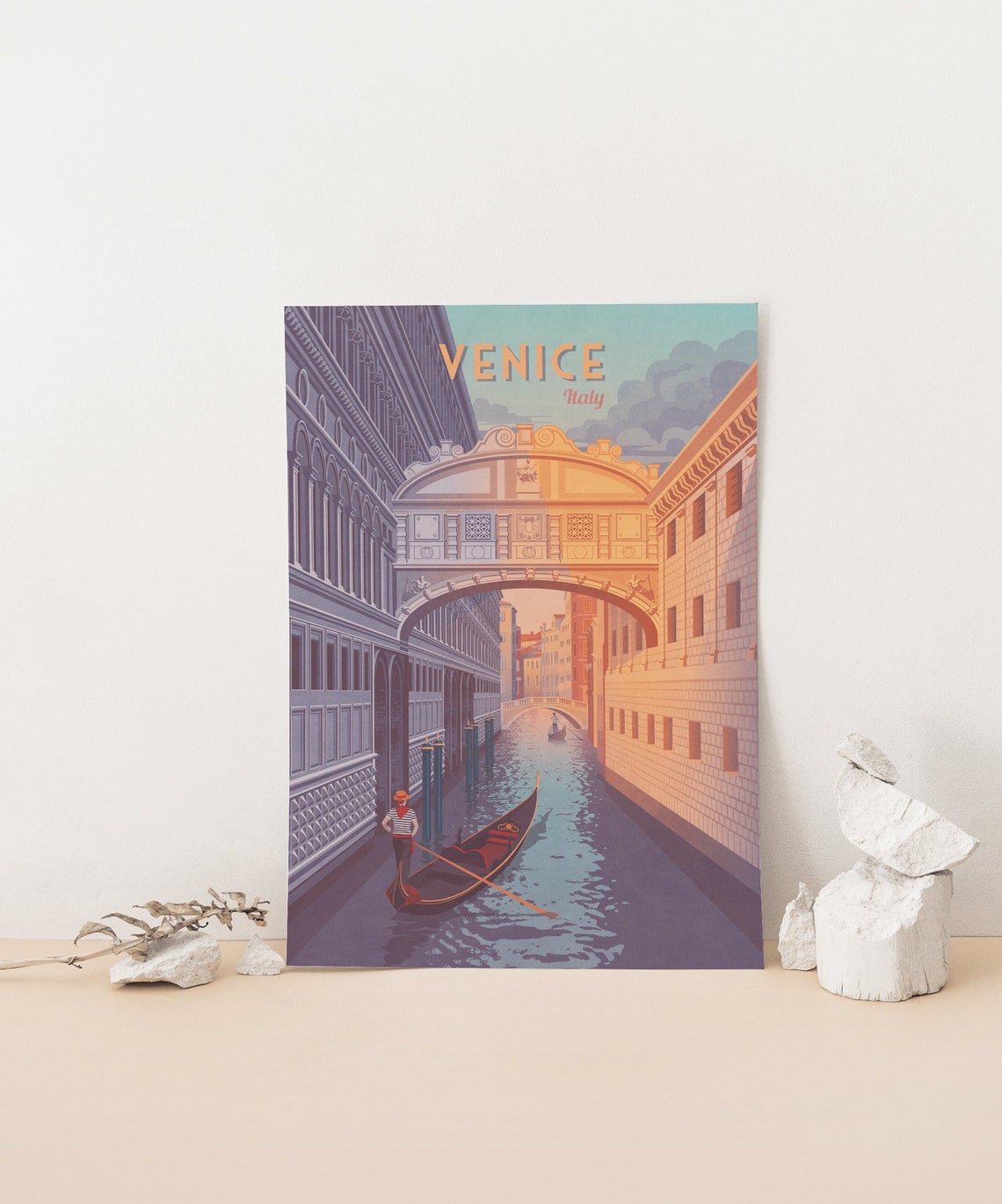 Venice Italy Travel Poster Bridge Of Sighs Italy Travel Print Gondola Italian Wall Art Europe Framed Gift Rialto Bridge Grand Canal - Image 4