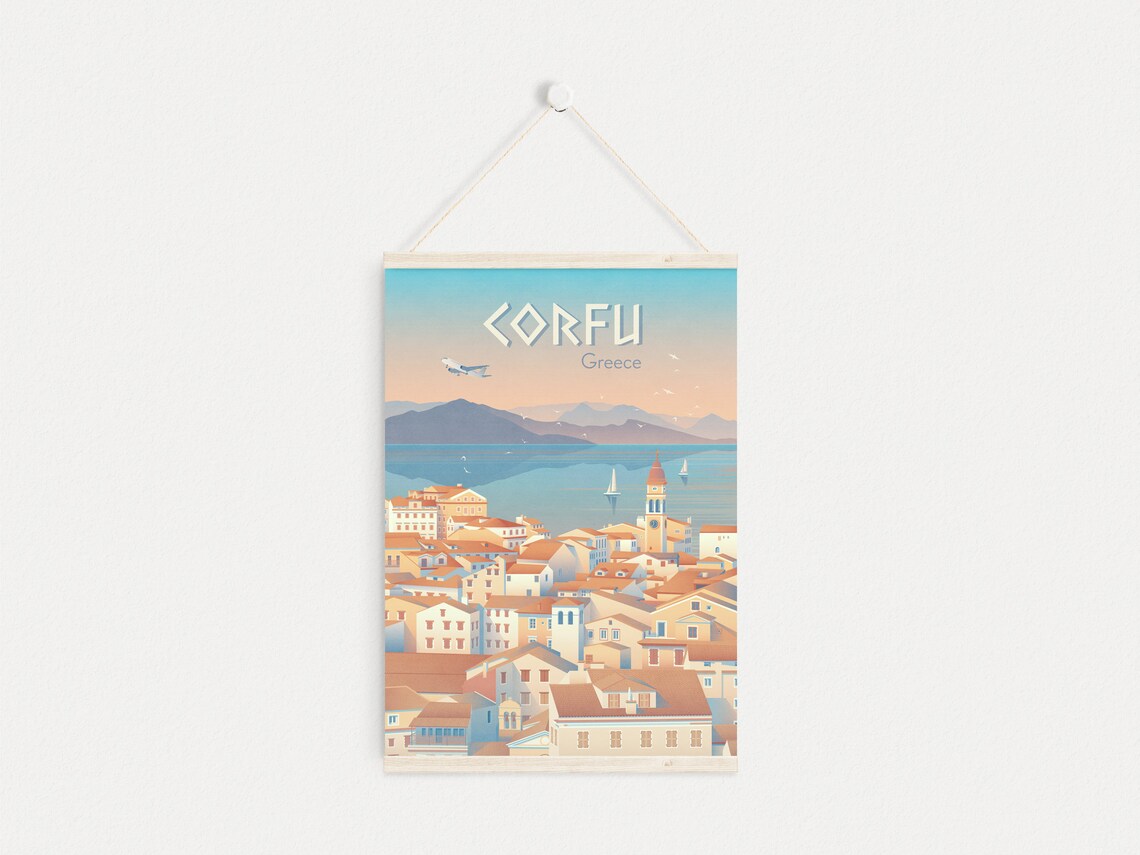 Corfu Old Town Rooftops Sunset Greek Ionian Island Travel Poster - Image 4