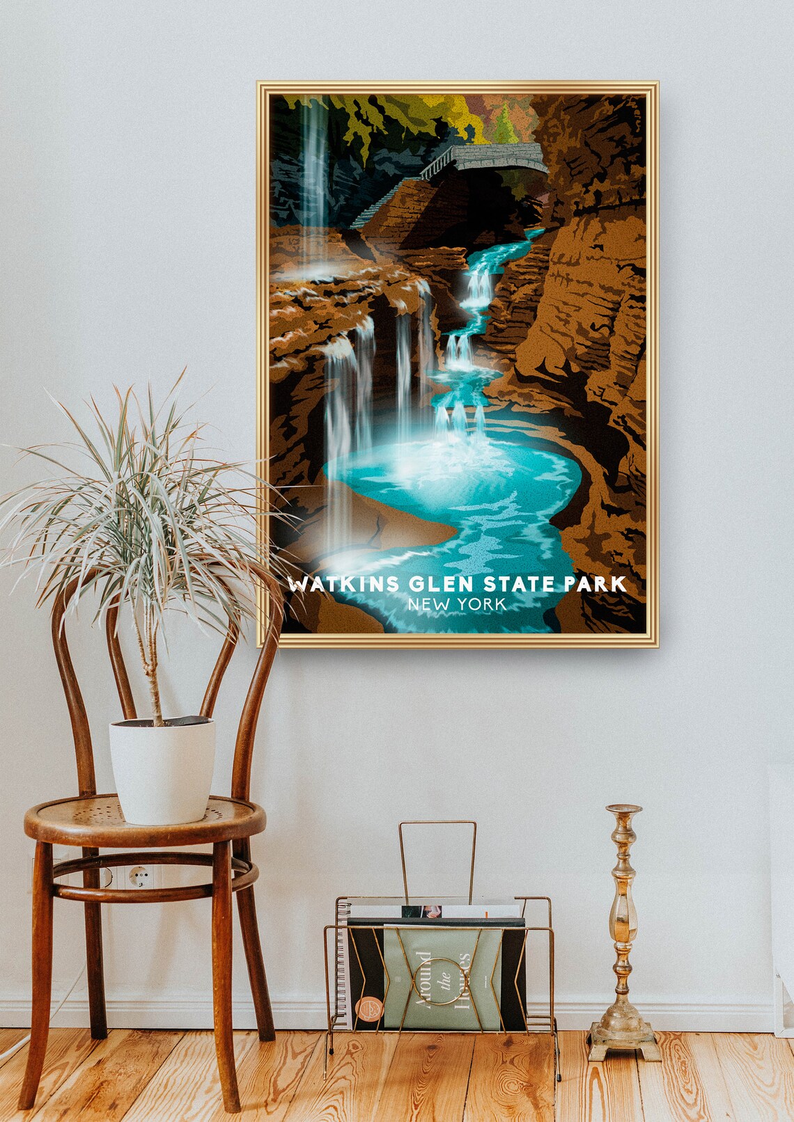 Watkins Glen State Park Travel Poster, Retro Art Print - Image 2