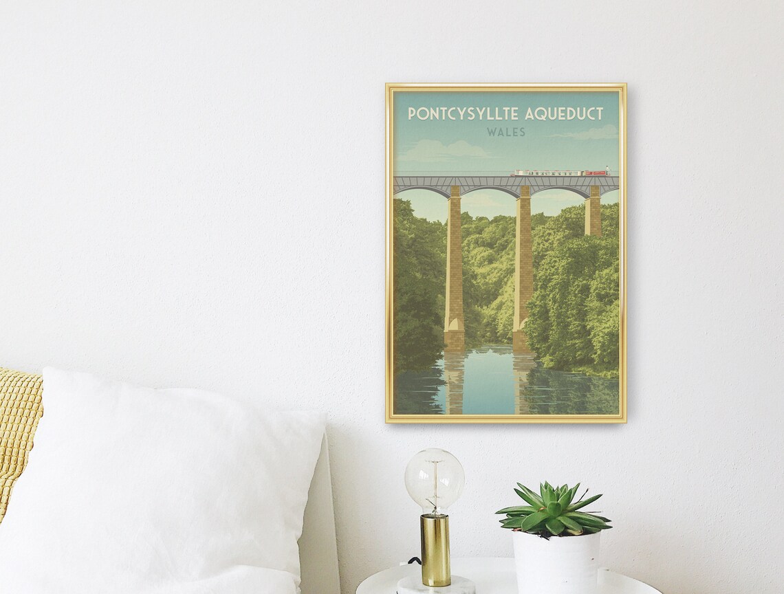 Pontcysyllte Aqueduct Vintage Travel Poster, Wales - Image 3