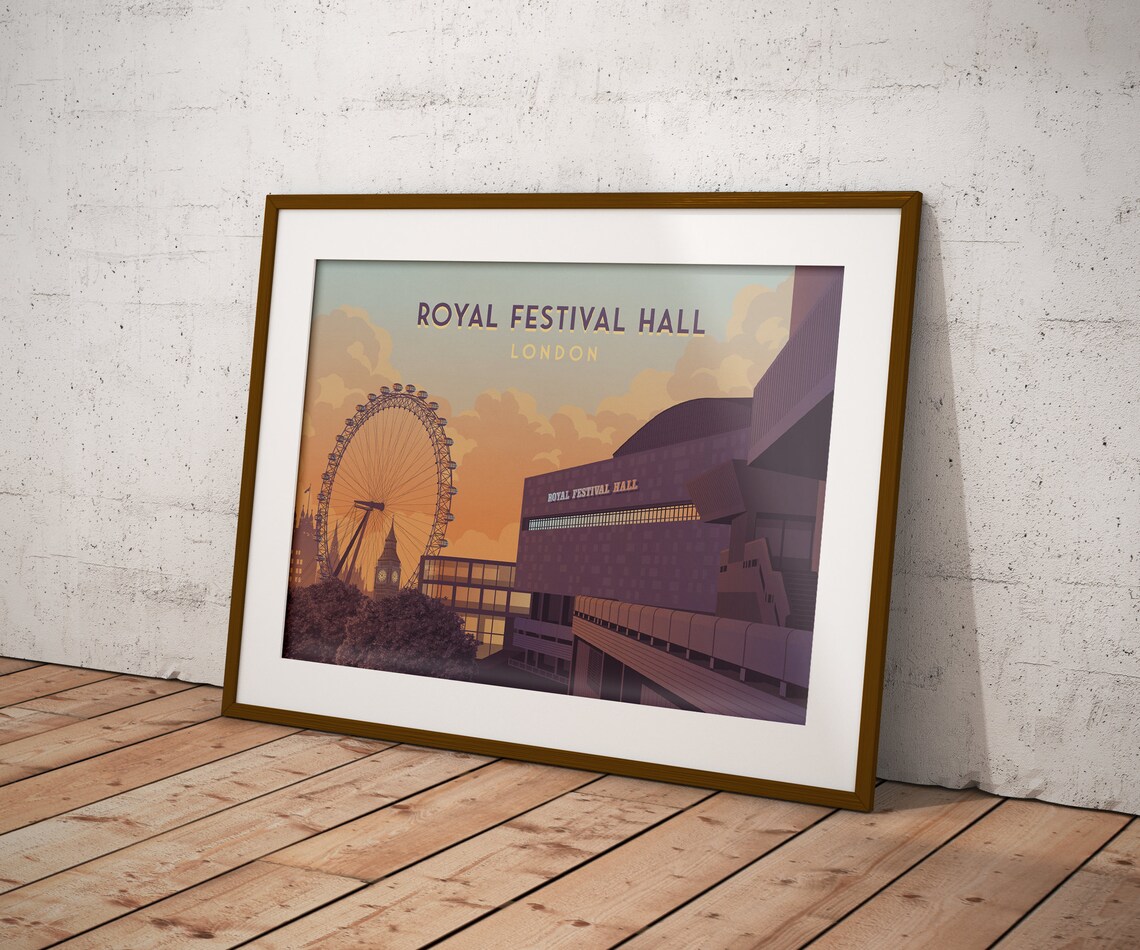 Royal Festival Hall London South Bank Travel Poster - Image 3