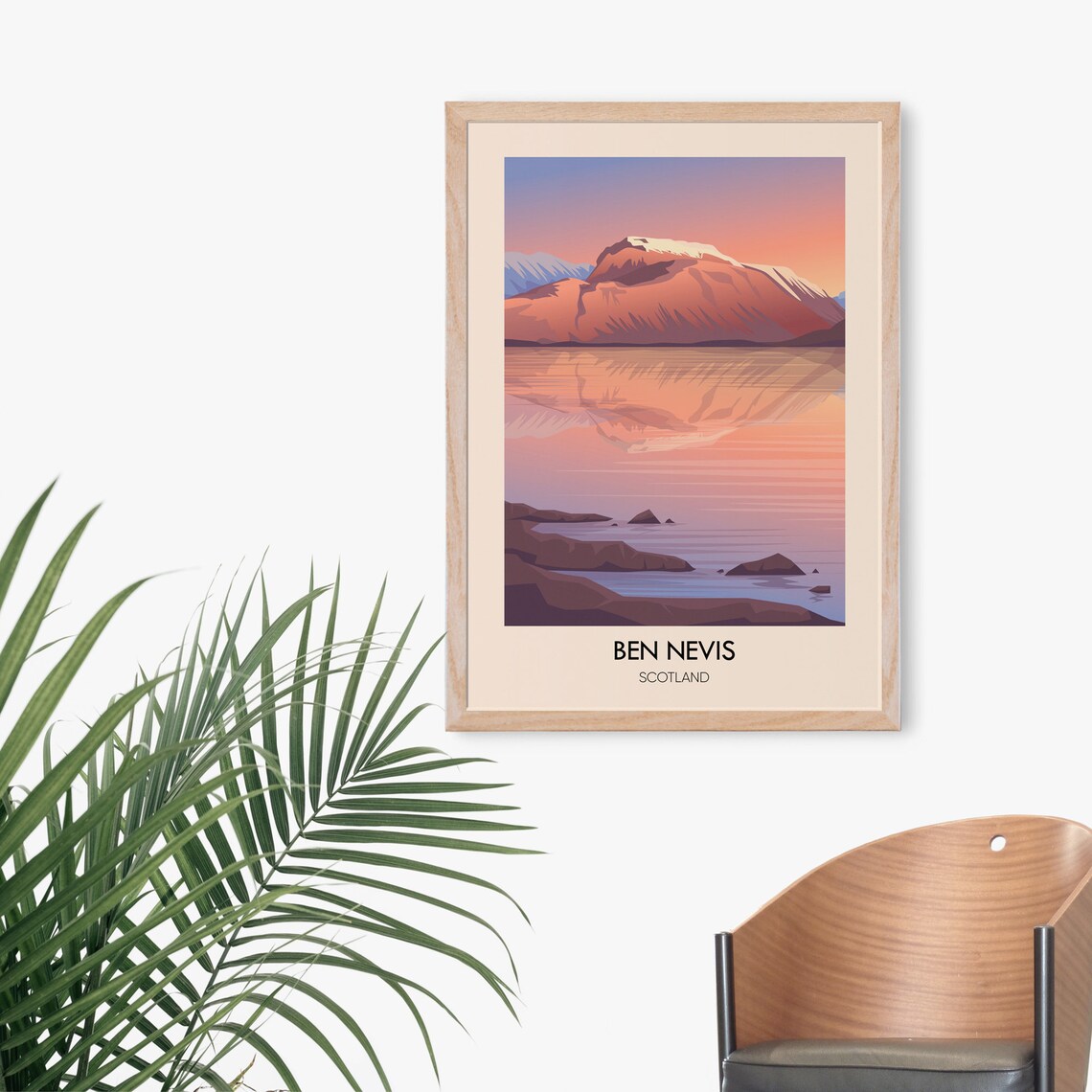 Ben Nevis Summit Mirrored In Loch At Sunset Scotland Travel Poster - Image 4