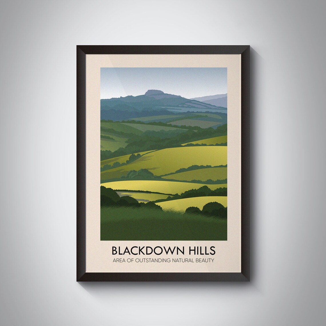 Blackdown Hills AONB Vintage Travel Poster, Somerset Devon